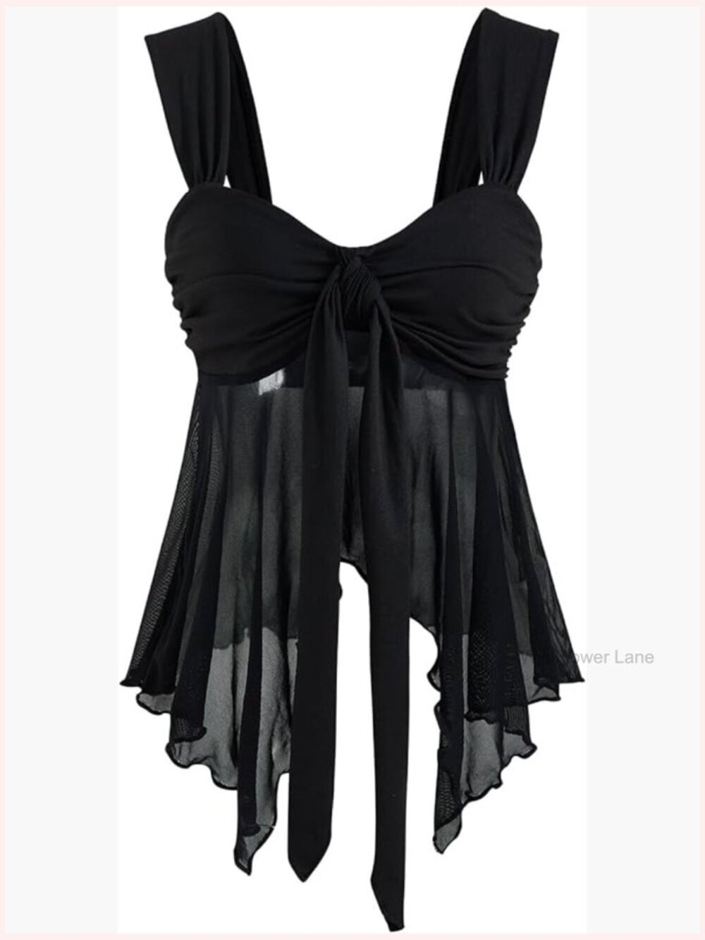 Tie Front Asymmetrical Babydoll Top Sweetheart Neck Mesh Going Out Tank